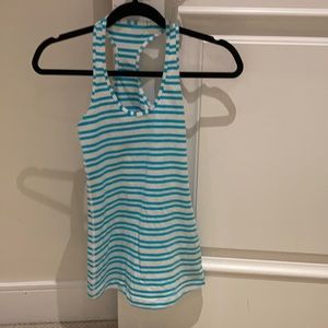 Lululemon white and sky blue stripped tank top